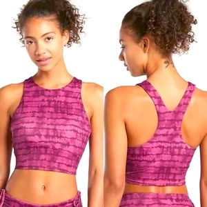 Athleta Conscious Crop Printed Bikini Top A-C Swim Summer Pool Beach Resort Sz s
